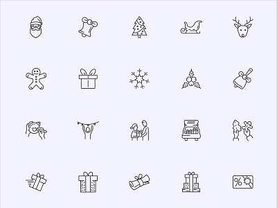 Roicons - Christmas line icon set design essential icons flat icons icon icon app icon design icon pack roicons ui ui design ui icons ui pack