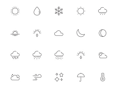 ⭐ Roicons - weather premium line icons pack app cloud design flat icons icon icon design icon pack roicons snow sun ui weather