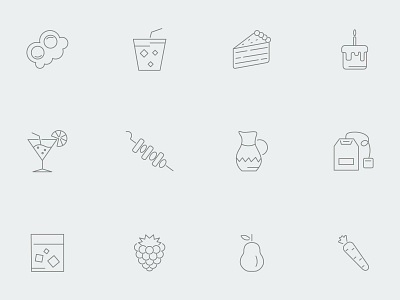 ⭐ Roicons - food icon set cake design drink egg essential icons flat icons food icon icon design icon pack raspberry roicons set tea whisky