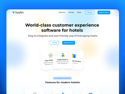 Swyftin design hotel booking hotel software hotels landing page software ui uidesign ux vector website website design