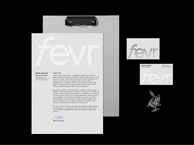 Fevr Stationary branding business card business card design business card mockup businesscard letterhead letterhead design letterhead mockup logotype minimal design silver foil stationary stationery design type logo visit card