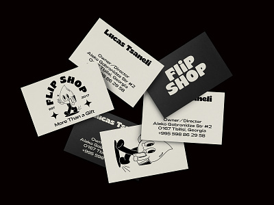 Flip Shop Business Card branding business card cartoon cartooncharacter cartoonlogo design logo logotype mockup oldschool oldschoollogo vintage vintagelogo vintagestylelogo