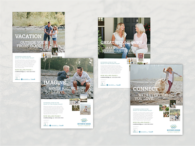 River's Edge Multi-Family Development Print Ads advertising calm indesign layout design print real estate real estate branding typography