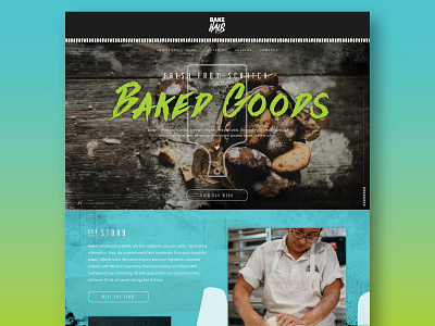 Bake Haus Website bakery black bold food green mockup pattern typography website