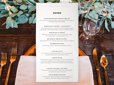 Wedding Menu dinner menu food menu print print design program save the date serif stationery typography wedding wedding stationery