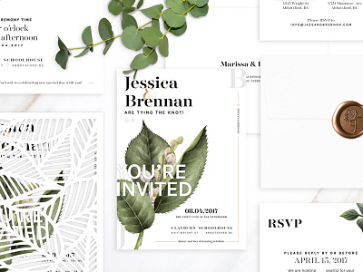 Wedding Stationery Package floral greenery invitation print design serif typography wedding white