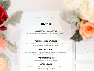 Wedding Menu floral greenery invitation menu minimal print design serif typography wedding white