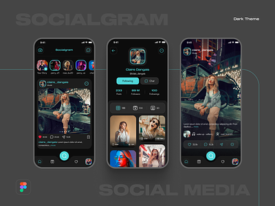 Social Media App Design Concept ( Dark Theme )