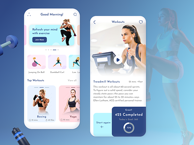 Fitness & Workout App Design appdesign fitnessapp ios mobileapp ui ux uidesign uxdesign