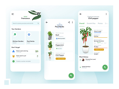 UX/UI: Manage your garden aplication app design garden herbs plants ui ux