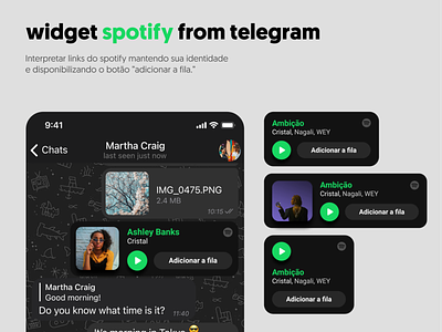 Widget Spotify from telegram app concept design flat redesign spotify telegram ui uidesign uiux widget