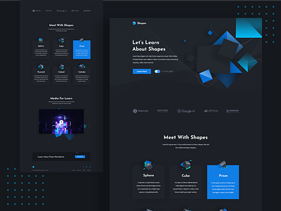 Shapes Learning colour geometric landing page layout minimal shapes typography ui ui ux uidesign unique uxdesign webdesign website website design