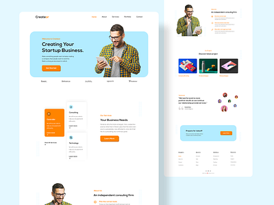 Createor Business Agency UI colour landing page minimal ui uidesign uxdesign web design webdesign website website design