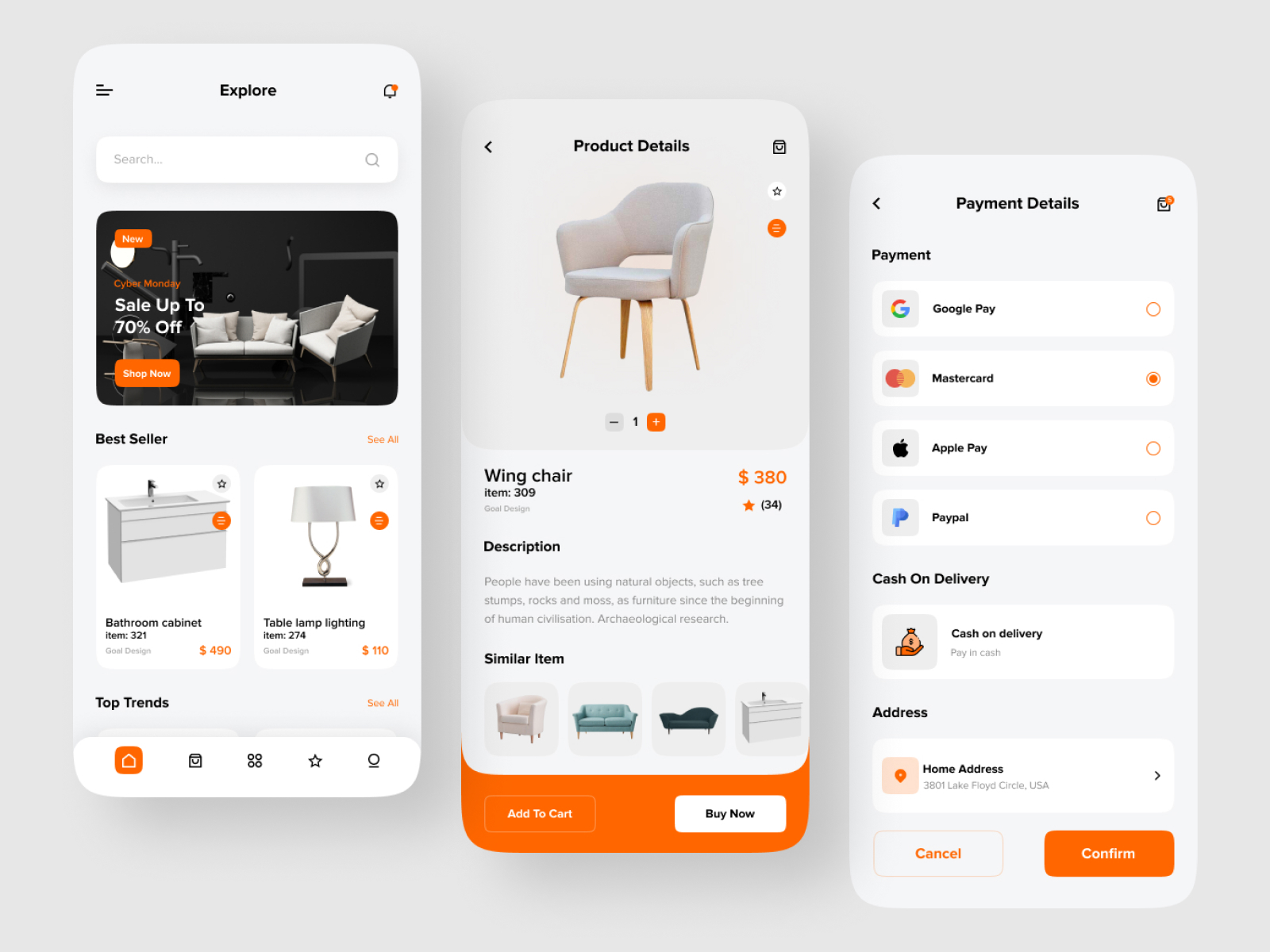 FURNITURA - Furniture Mobile App UI Kit by Hasan Mahmud on Dribbble