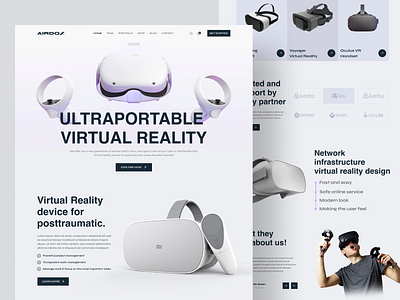 Airdox - Landing Page Design Concept 3d augmented reality branding e commerce game headset landing page meta minimal oculus playstation product design technology ui ui design virtual reality vr design web design web3 website