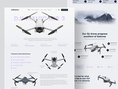 Airdox - Drone Landing Page Design Concept aerial design dji drone drone camera drone website drones fly interface landing page mavic minimalist product page quadcopter technology uav ui ux web design website