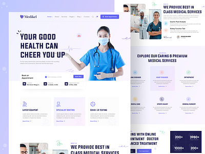 Medikel - Health & Medical Website appointment booking clinic consultation dental clinic doctor doctor app doctor appointment health app health care healthcare website hospital hospital app landing page medical medical website medicine online healthcare pharmacy web design website
