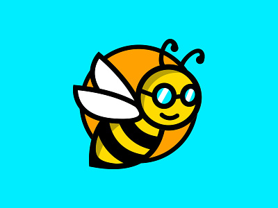 Bee Logo for a Solar Brand bee branding bug character cute icon illustration insect logo solar sun sunglasses