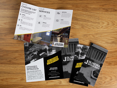 Brochure for Home Renovation Company black brochure classic classy modern trifold typography white yellow