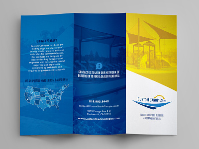 Shade Sail / Canopy Trifold Brochure blue brochure corporate modern trifold yellow