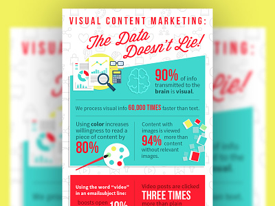 Visual Content Marketing Infographic bold color content flyer infographic retro statistics typography visual