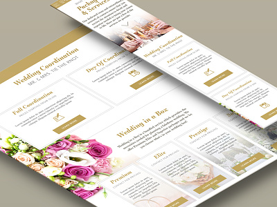 Wedding and Special Event Planning Website Responsive elegant fancy gold grid layout packages pink planning pricing web website wedding