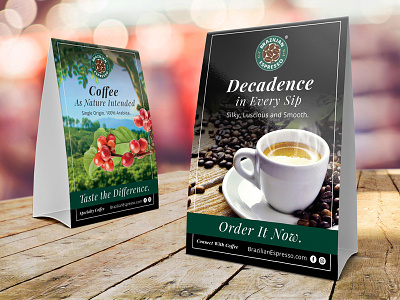 Table Tent Design For a Coffee Brand brand cafe classic coffee corporate espresso print restaurant shop table tent
