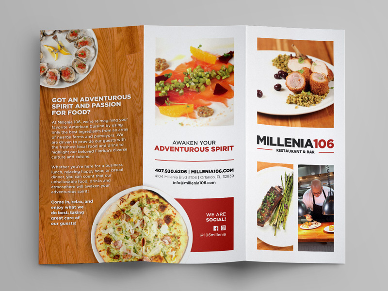 Restaurant Trifold Brochure eat brand collateral food print brochure trifold restaurant