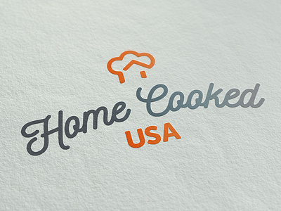 Home Cooking Company Logo branding chef cooking food hat home icon logo negative space orange