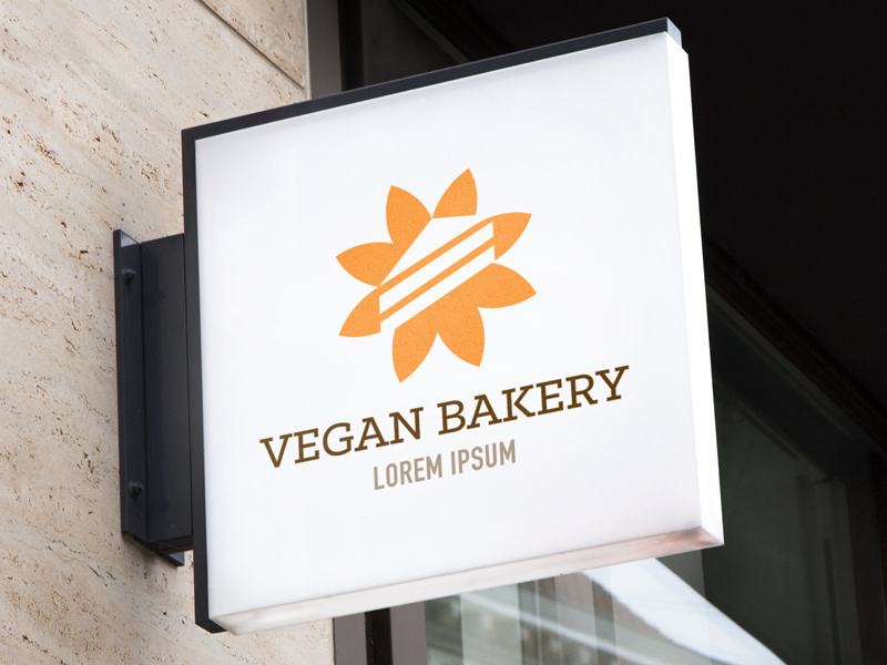 Vegan Bakery Logo sustainable gluten brand identity slab serif eat food healthy food orange flower pie cake dessert retail corporate branding healthy health vegetarian vegan logo