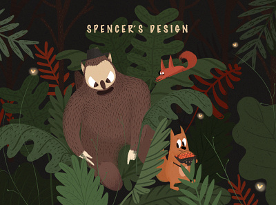 fox and the monster design illustration