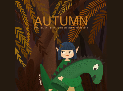 Autumn autumn children book illustration dinosaur illustration picture book procreate procreate brushes