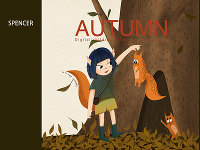 The little girl with the fox in autumn illustration art artist artwork autumn children children book illustration design digital illustration digital painting digitalart draw drawing iapd illustration ipadart ipadpro ipadprocreate picture book procreate art