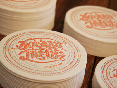 Jordan Jackie Letterpress Coasters custom typography letterpress coasters