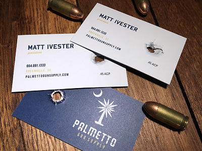 Palmetto Gun Supply Business Cards gun dealer branding gun dealer business cards gun industry branding gun industry business cards gun shop branding gun shop logo design jordan fretz design south carolina gun shop design