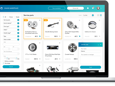 Online marketplace for cars app design portal ui ux web