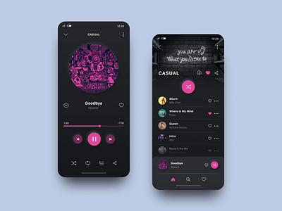 Daily UI #009 | Music player app daily ui 009 dailyui dailyuichallenge dark app dark mode dark theme music music app music player music player app music player ui neon neumorphic neumorphism ui pink player ui soft ui song ui ux