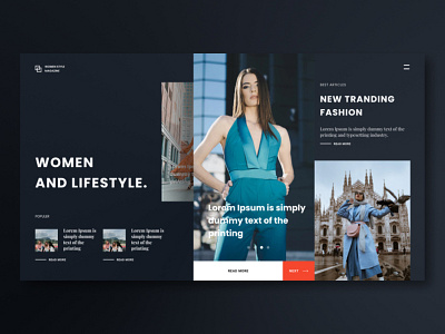 Exploration #2 - Woman Style Magazine web design clean clean ui cleandesign dark design desktop figma landingpage uidesign uxdesign