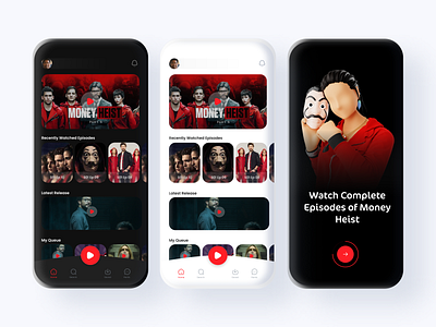 Money Heist App app app design cinema app clean ui design graphic design illustration logo mobile app netflix app product design typography ui uiux user experience user interface user interface design ux uxd