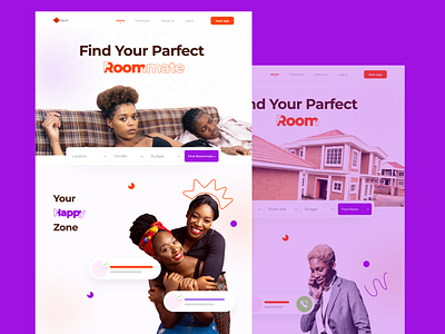 Nest Landing Page app clean ui design find room find roommate home home page landing page product design room roommate ui ui design uiux user experience ux design