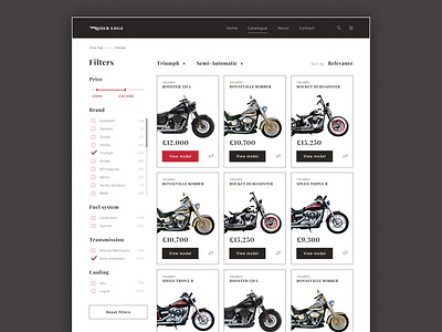 catalogue moto catalogue design design filter motorbike motorcycle typogaphy ui web