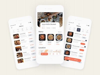 Food Point - Pre-order App | Restaurant and Menu Screen