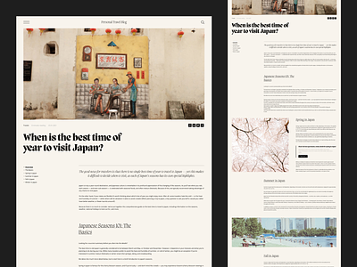 Personal Travel Blog - Article page article blog design longread travel typography ui web