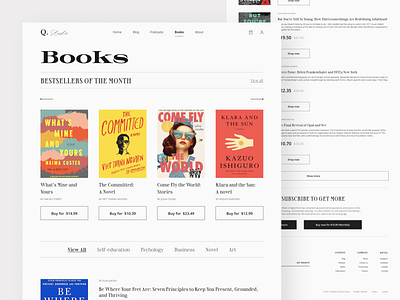 Q.Studio - Online Magazine - Books Page bookshop bookstore design ecommerce ecommerce design product page typography ui web