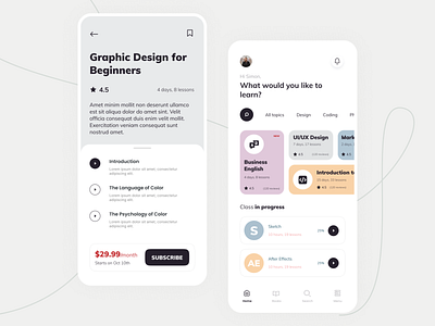 Online Courses app app design courses design education homepage design ios app design mobile online course ui