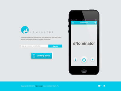 dNominator App landing page (Updated) app coming dnominator ios iphone landing page sign soon up website