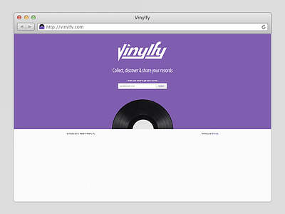 Vinylfy Landing Page branding logo record signup vinyl vinylfy website