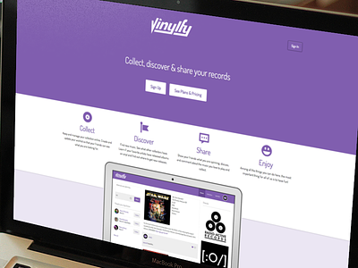 Vinylfy Home Page app landing page record records startup vinyl vinylfy webapp website