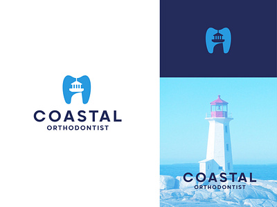 Coastal Orthodontist costal lighthouse minimal modren orthopedic sea sleek water wave