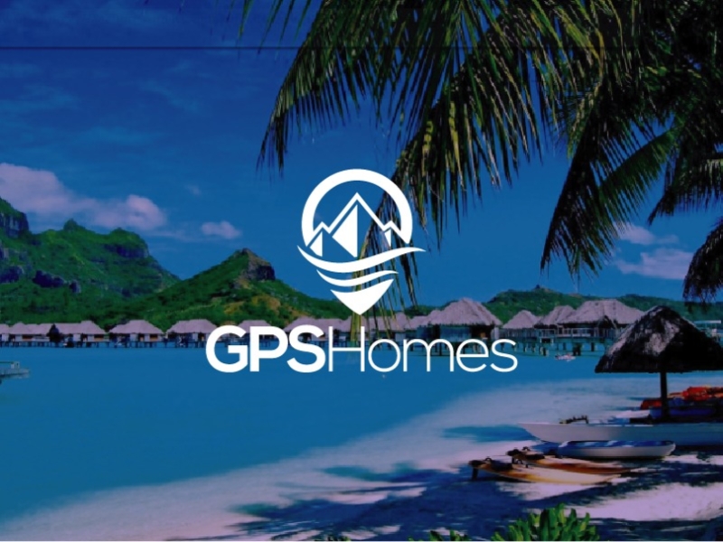 GPS Homes holiday locations locator logo logo design logos minimal minimalist mountain peak pin symbol tour travel water waves